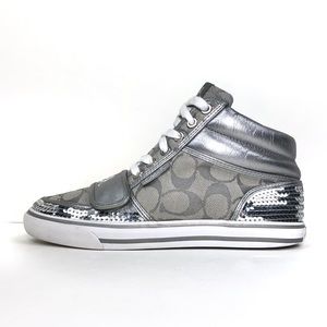 Coach Signature Silver Sequin Hi Tops